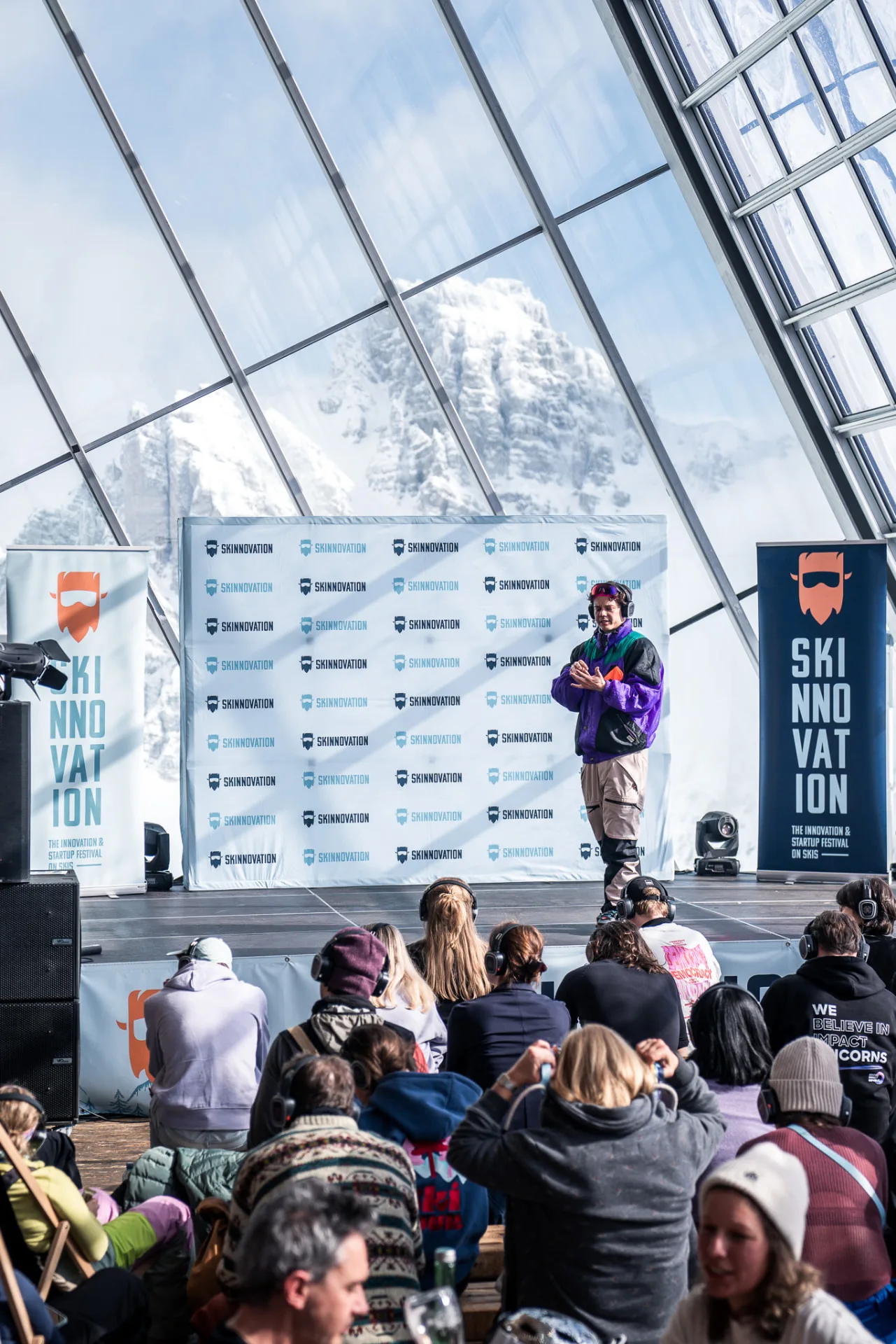 Mountain stage with snow-covered peaks at Axamer Lizum