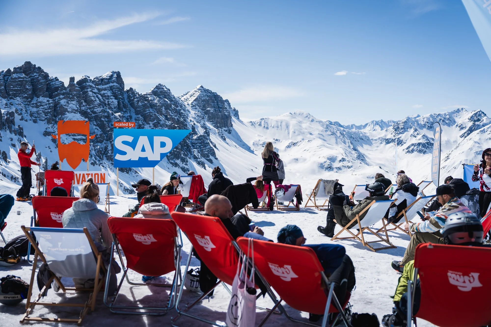 SKInnovation x SAP branded signage on the mountain at 2,340 m