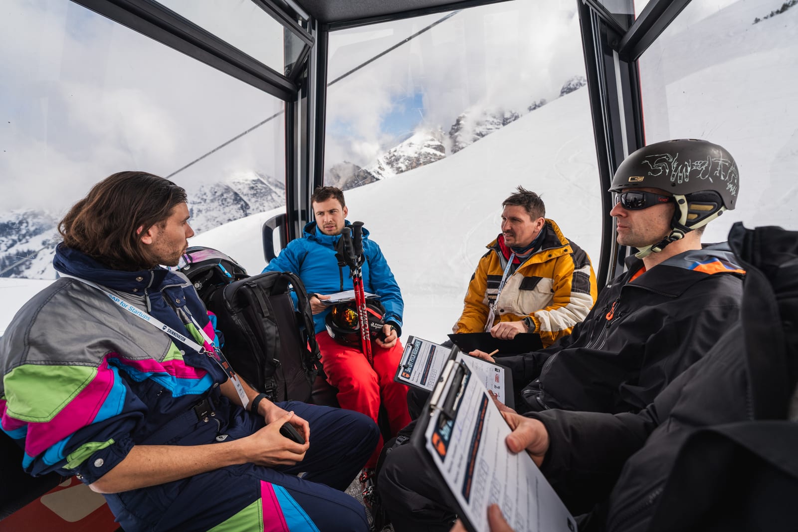 Founders and investors in the gondola