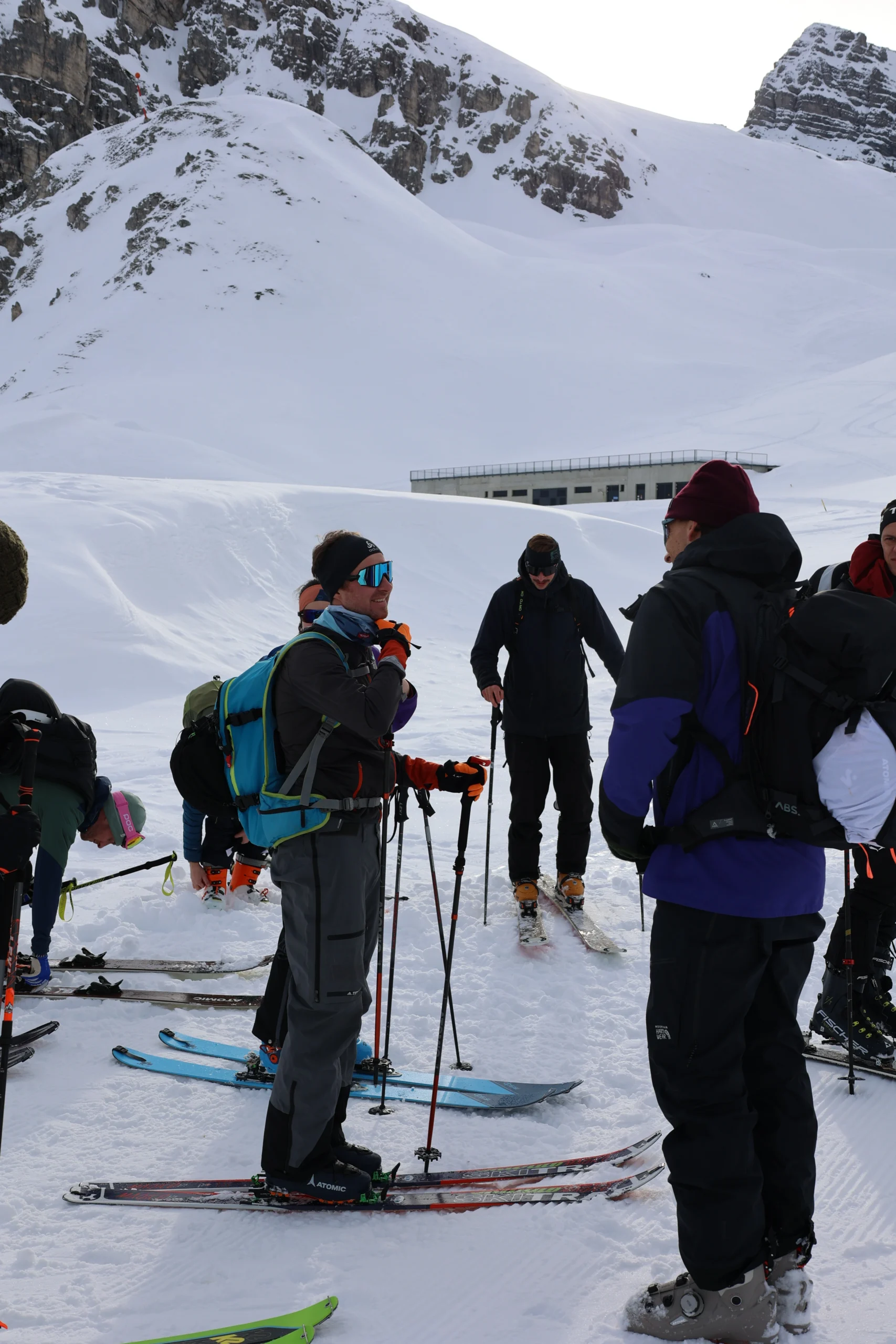 Mountain guide leading the line