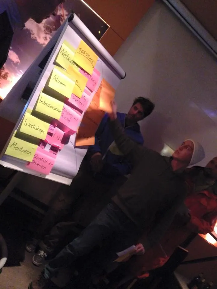 Workshop with sticky notes at the first SKInnovation edition