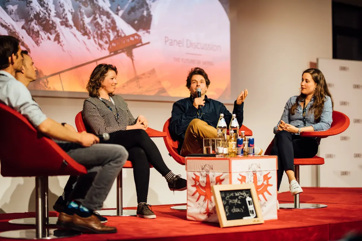 Panel discussion on stage at SKInnovation